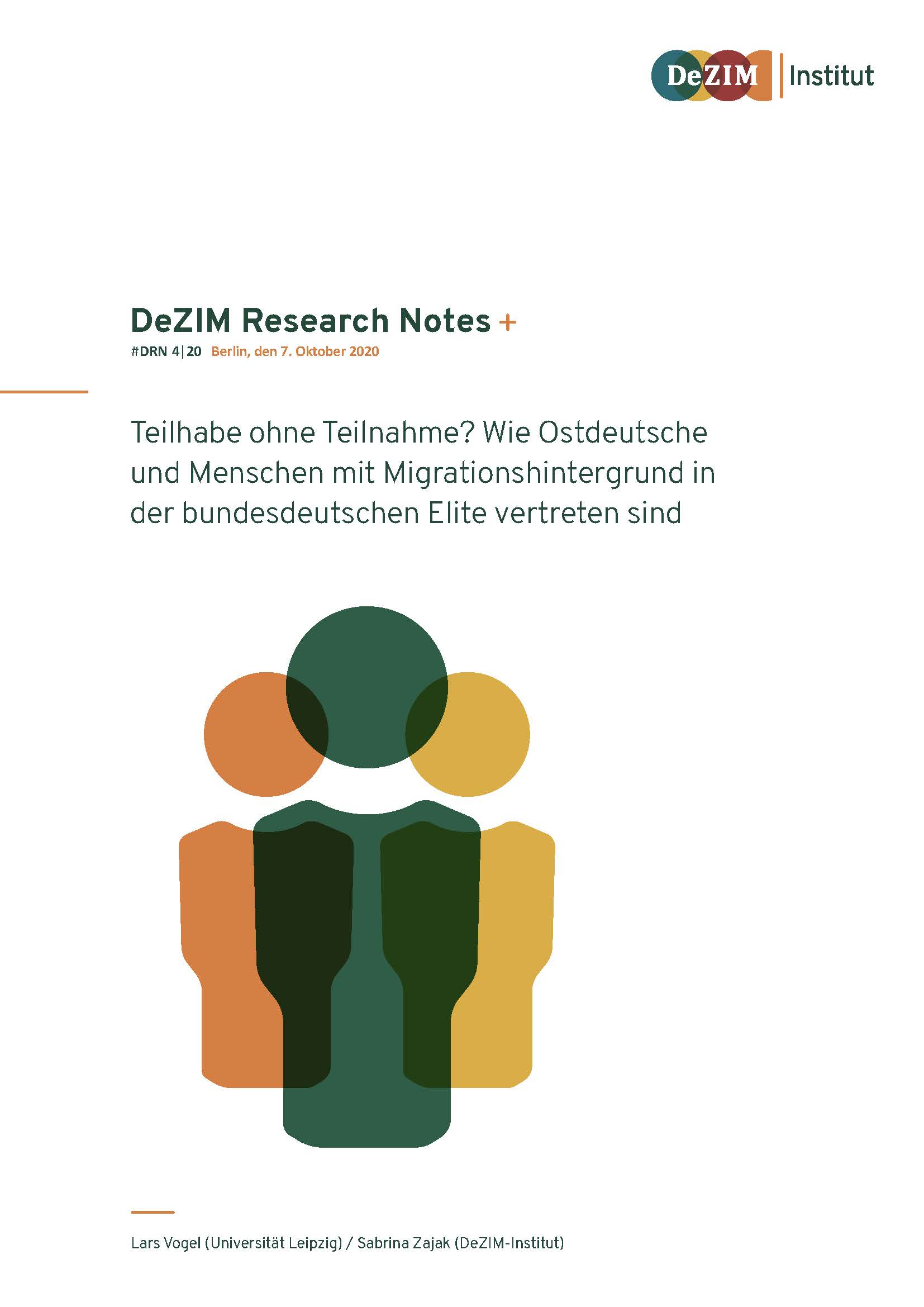 Teilhabe ohne Teilnahme? Wie Ostdeutsche und Menschen mit Migrationshintergrund in der bundesdeutschen Elite vertreten sind Abbildung Cover der Publikation
